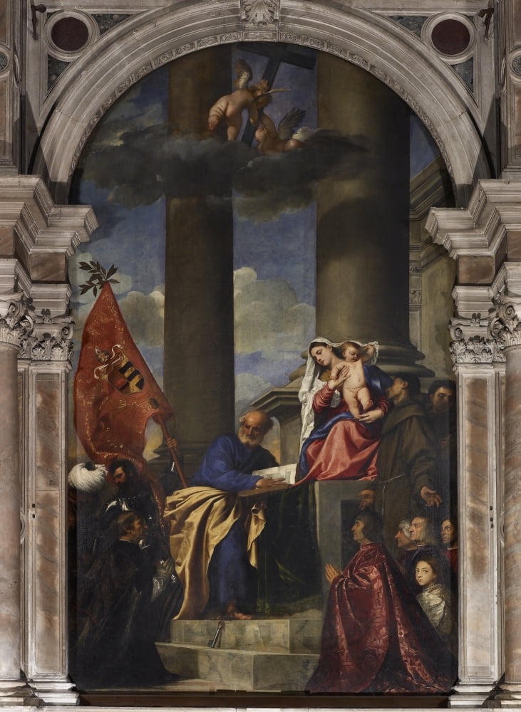 Pesaro Madonna (Pala Pesaro) Canvas Art - (18 x 24)