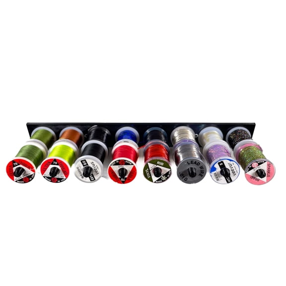 Pesca Innovations Fly Tying Thread Spool Holder, Wall Mount, 1 Row (16 spools), Black