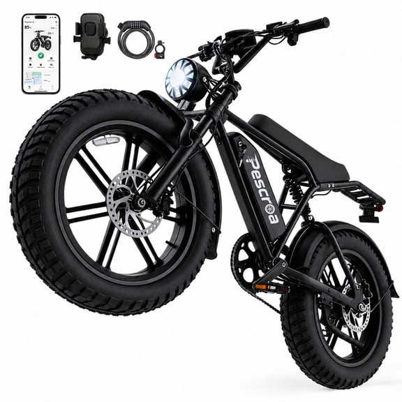 Pescroa Electric Bike for Adults, 750W Motor, 20"x4" Fat Tire, 28MPH Pedal-Assist Mode, E Mountain Bike, 48V/15AH , Tested to UL2849 Standard by SGS