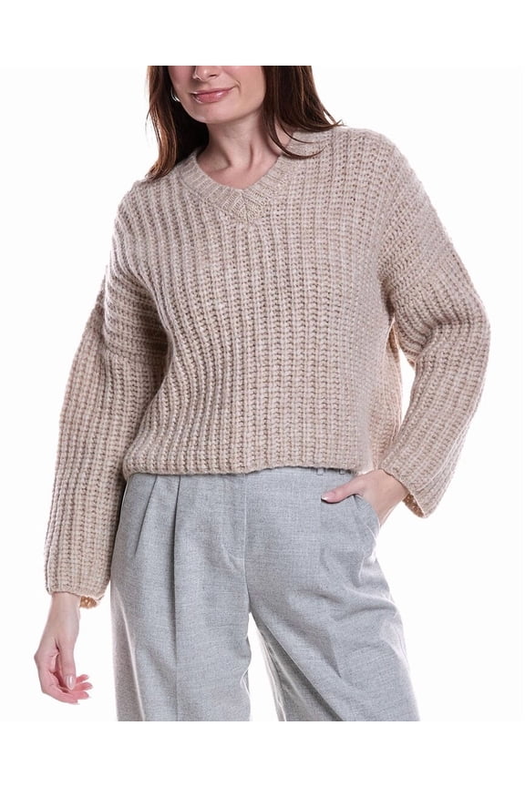 womens  Alpaca & Wool-Blend Cropped Sweater, 46, Beige