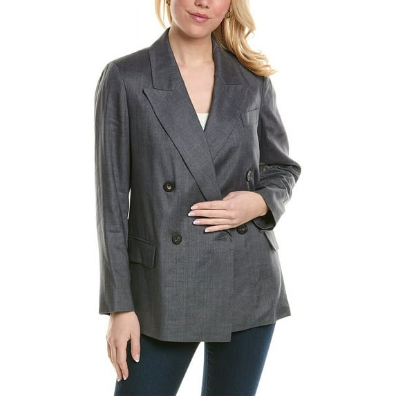Peserico womens Linen & Wool-Blend Jacket, 42, Blue