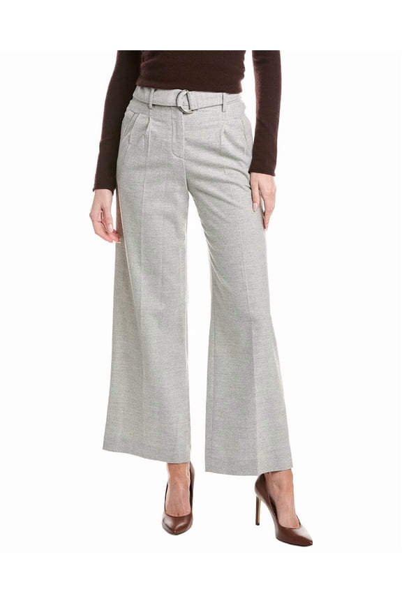 womens Pleated Belted Pant, 46, Grey