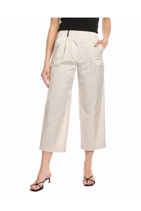 womens Pleated Pant, 36, Beige