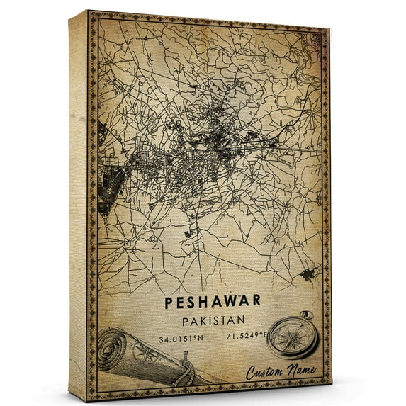 Peshawar Map Poster, Pakistan Map Art Poster, Canvas, Peshawar Map City vintage Poster, Street Map Artwork Poster, Peshawar Map Canvas - 89AZ889