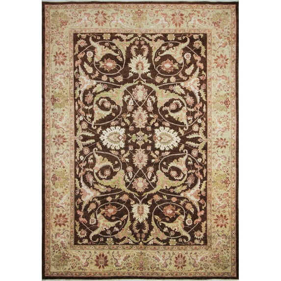 Peshawar Nouf Brown/Lt. Green Rug, 8'11" x 12'3"