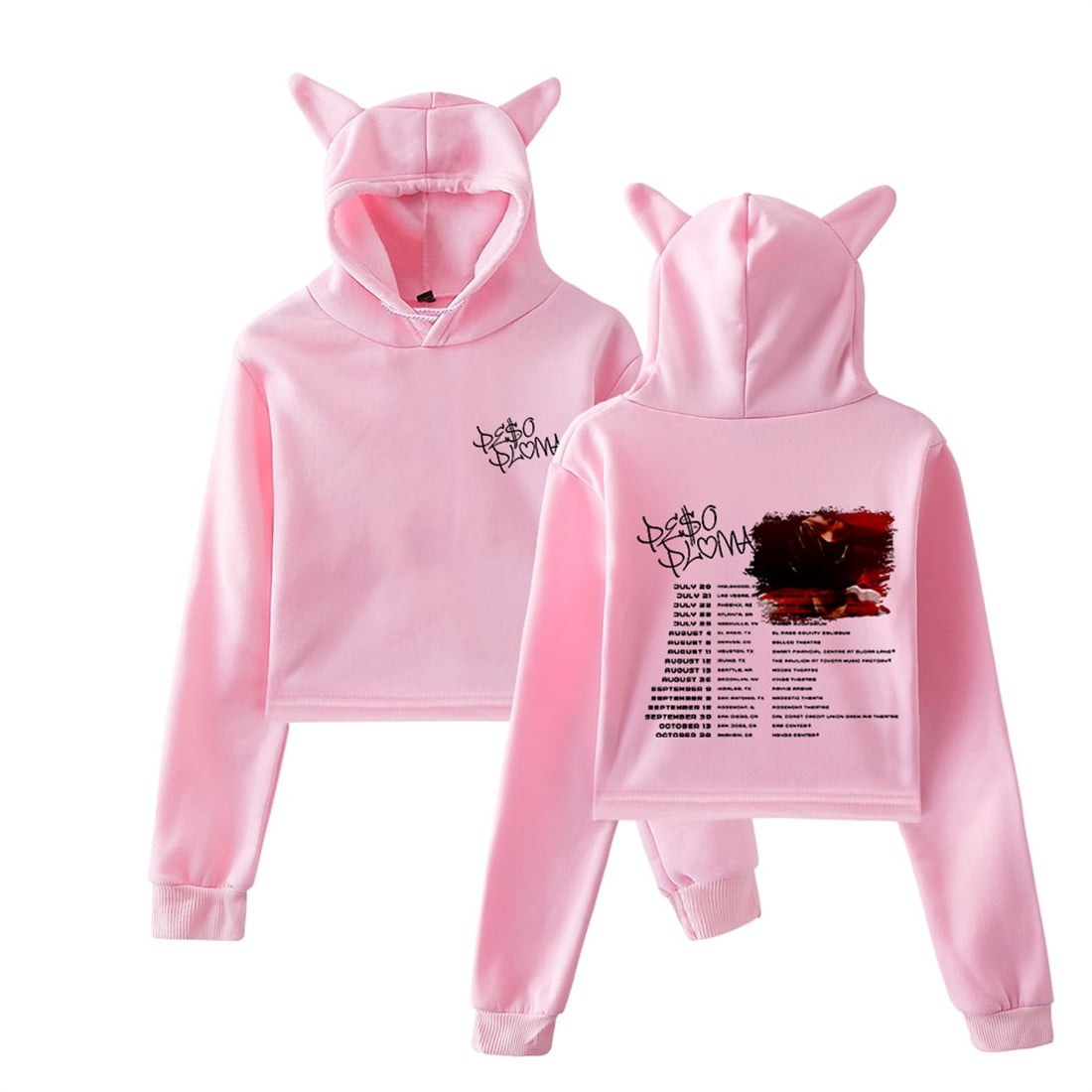 Peso Pluma Cat Ear Hoodie Girls Womens Pullover Hip Hop Style Bear