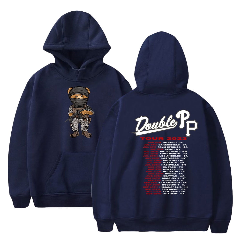Peso Pluma Double PP Tour Hoodie 2023 Peso Bear Merch Women Men Hip Hop Clothes Walmart