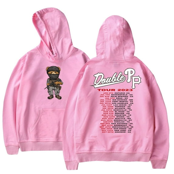 Peso Pluma Double PP Tour Hoodie Women Men Rapper Long Sleeve Pullover HipHop Style