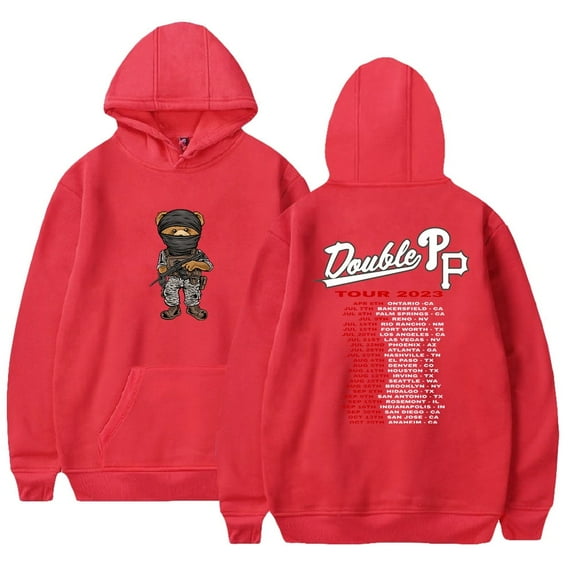 Peso Pluma Double PP Tour Hoodie Women Men Rapper Long Sleeve Pullover HipHop Style