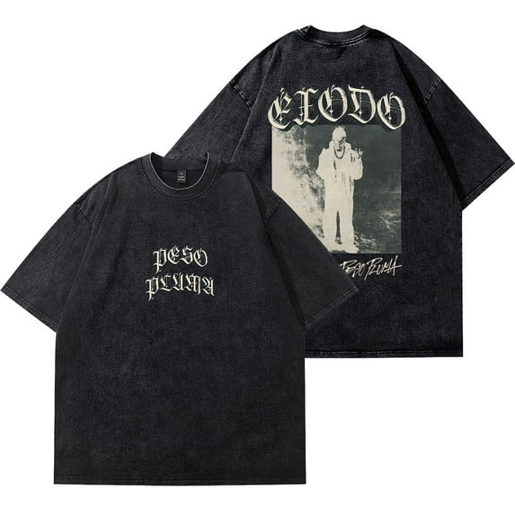 Peso Pluma Exodo Cover Vintage Wash Tee 2024 Tour Merch Cotton T-Shirts Unisex Fashion Short Sleeve