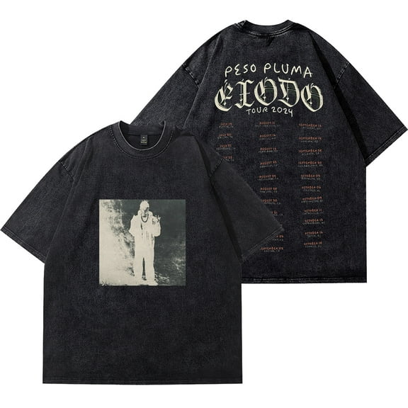 Peso Pluma Exodo Cover Vintage Wash Tee 2024 Tour Merch Cotton T-Shirts Unisex Fashion Short Sleeve