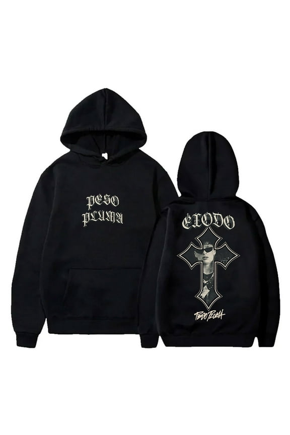 Peso Pluma Exodo Cross Hoodies Rapper Tour Merch Pullovers Women Men Fashion Casual HipHop Sweatshirts