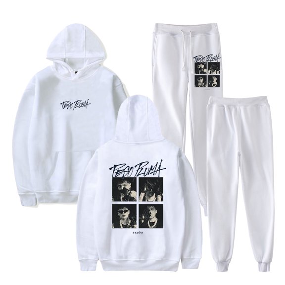 Peso Pluma Exodo Portraits Hoodies Jogger Pants Set 2024 Tour Merch Pullovers Women Men Fashion Casual Sweatshirts