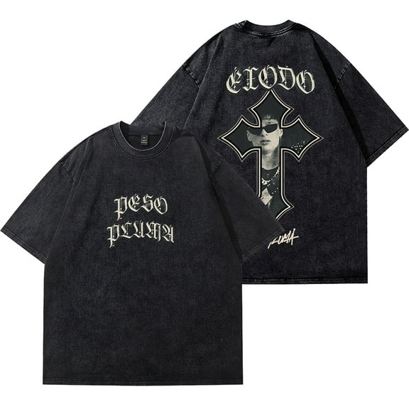 Peso Pluma Exodo Tour Merch Vintage Wash Tee Summer Fashion Streetwear Short Sleeve T-shirts Crewneck