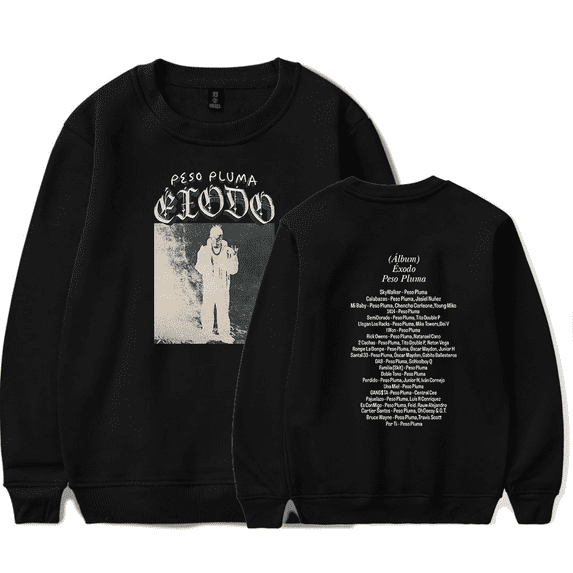 Peso Pluma Sweatshirt Exodo Album Cover ÉXODO Merch Long Sleeve Tracklist Sweatshirts Casual Men Women Rapper Clothes