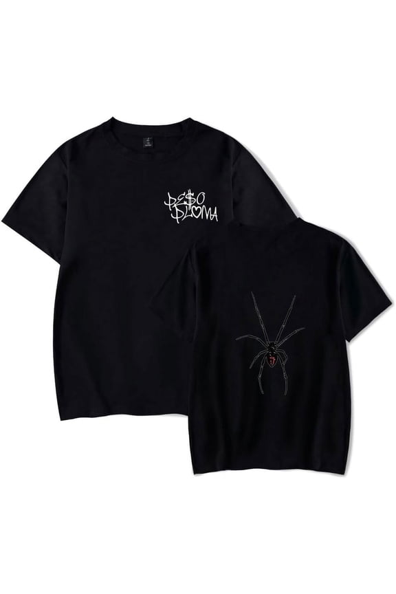 Peso Pluma T-shirt Rap Hip Hop Double P Spider T-shirt unisex fashion summer round neck short sleeved T-shirt