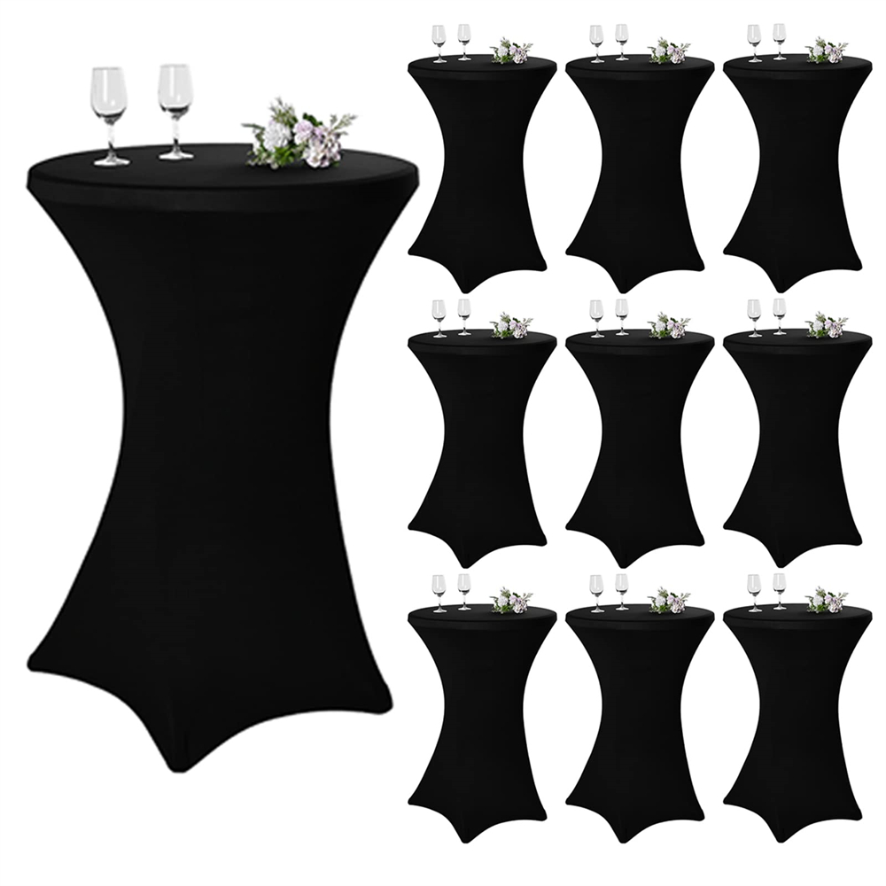 BalsaCircle Silver Round Fitted Metallic Spandex Cocktail Table Top ...