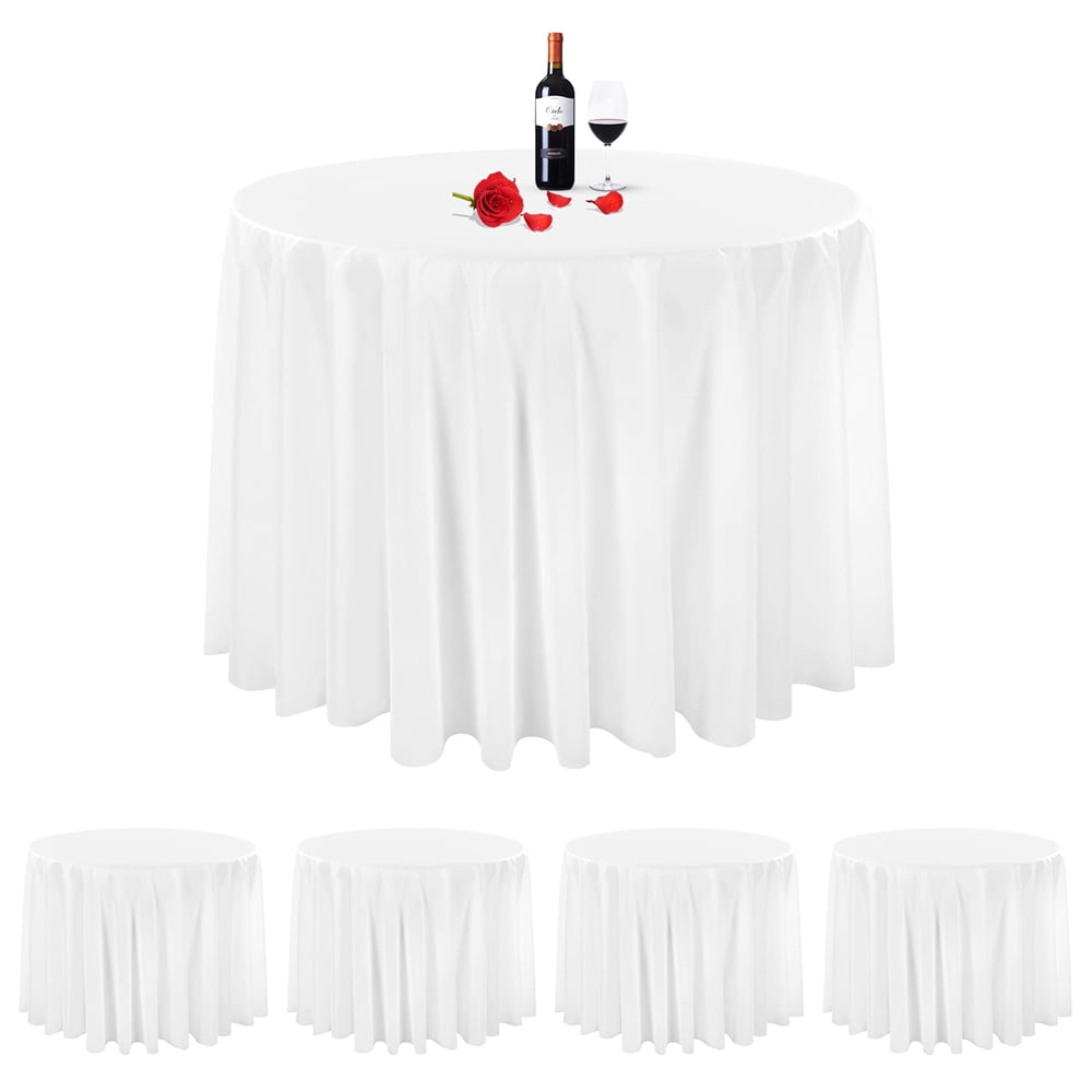 YMHPRIDE Disposable Plastic Tablecloths – 24 Pack, 84" Round, Black, Waterproof & Stain-Resistant For Parties