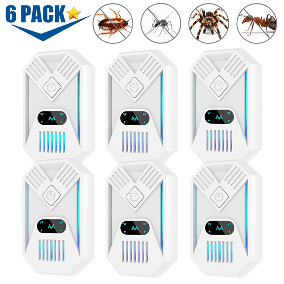 Pest Control Indoor, Pack of 6 Ultrasonic Pest Repelent, Plug-in Indoor Ultrasonic Mouse Repeler for Mosquitoes, Spiders, Rats, Roaches, Rodents