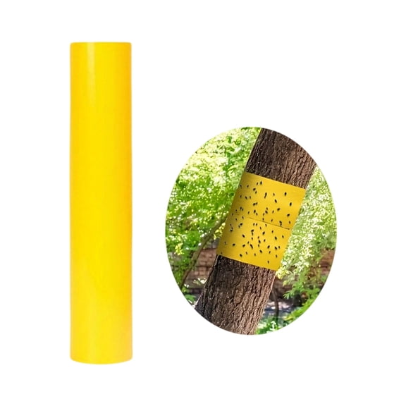 Pest Control Tape, Yellow Sticky Insect Trap Tape, 1 Roll 2.5 inch by 32.8 ft Tree Trunk Pest Barrier Tape, Glue Band for Protecting Garden Trees from Insects Beetles Ants Bugs Crawling Pests
