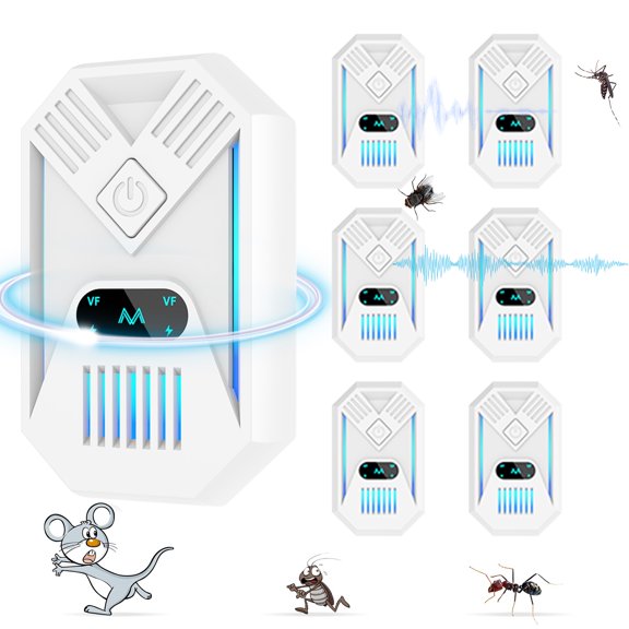 Pest Repeler, Pack of 6 Ultrasonic Pest Repelent, Plug-in Ultrasonic Mouse Repelent, Indoor Mice Repeler, Ultrasonic Mouse Repelent for Mosquitoes, Spiders, Rats