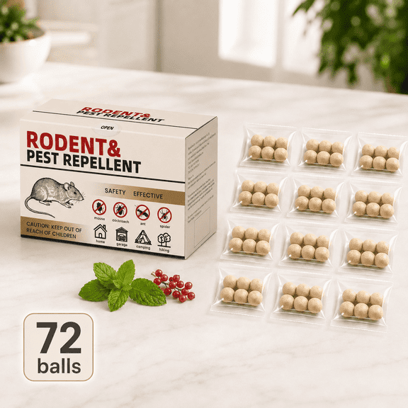 Pest Repellent Pouches,72Balls Peppermint Oil for Mice, Rodent, Mouse, Rats, Spider, Squirrel, Pest Control Indoor & Outdoor, Natural Mouse Deterrent Replace Traps Family & Pet Safe