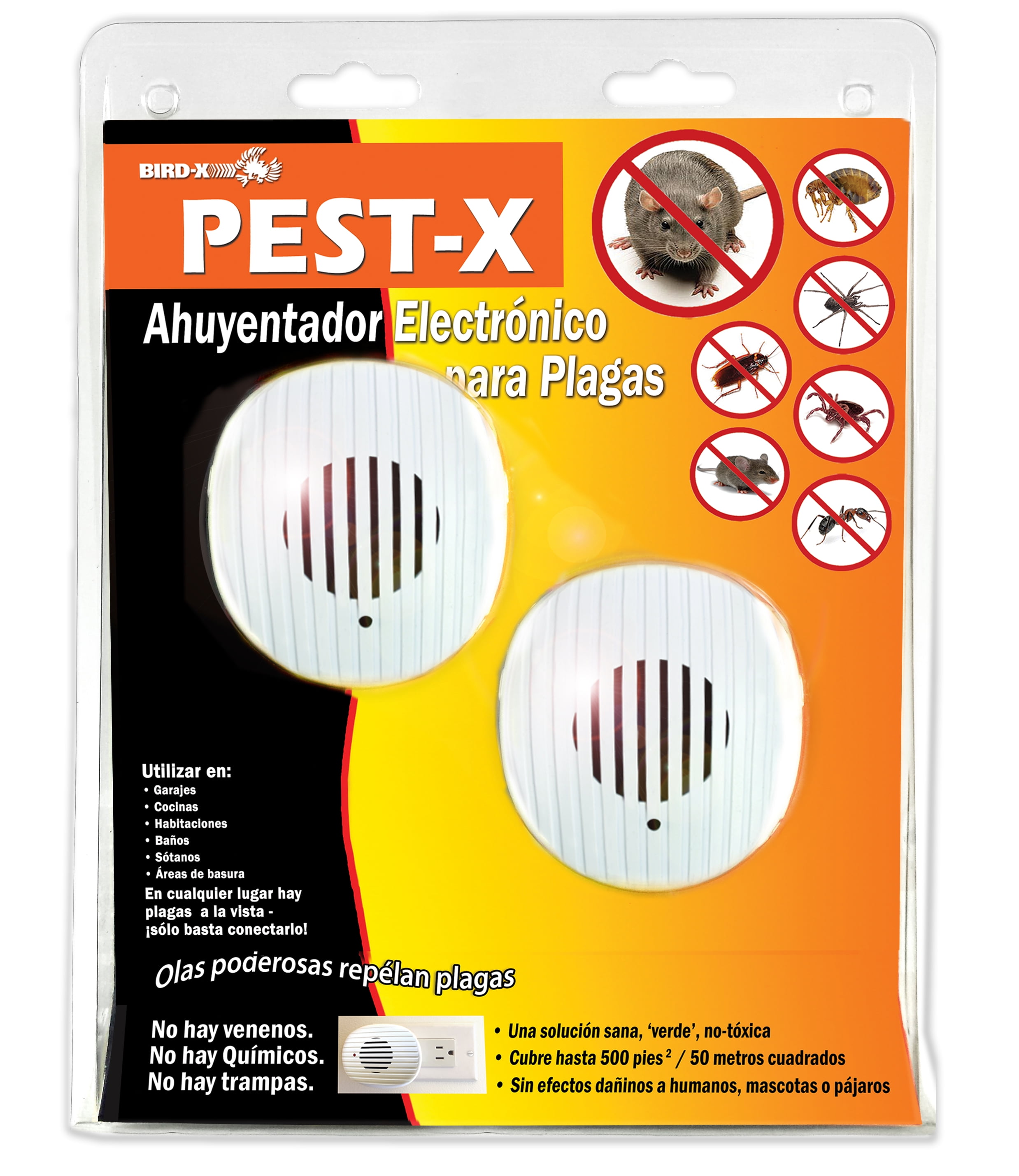 Pest-X 220 Volt Ultrasonic Rodent Insect Pest Repeller 6-Pack 3000 square feet Mice Ants Spiders Fleas Ticks Cockroaches European Plug