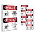 thumbnail image 1 of Pesticide Storage Hazardous Bilingual OSHA Danger Aluminum Sign 10 Inch x 7 Inch - 5 Pack, 1 of 8