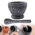 thumbnail image 1 of Pestle and Mortar Natural Wooden 6.7 Inch Stone Cup & Crusher Set Hand Grinder for Herbs Pesto,Natural Wooden Style Pestle and Mortar Set for Kitchen Cooking & Herb Grinding,Grey, 1 of 8