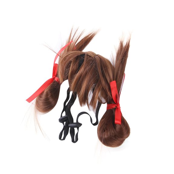 Pet Accessories Trimmable Dog Wigs for Small Medium and Large DogsPet Funny Headwear for Halloween Parties Festivals Dress Up Decorations, 30x15 cm, Coffee