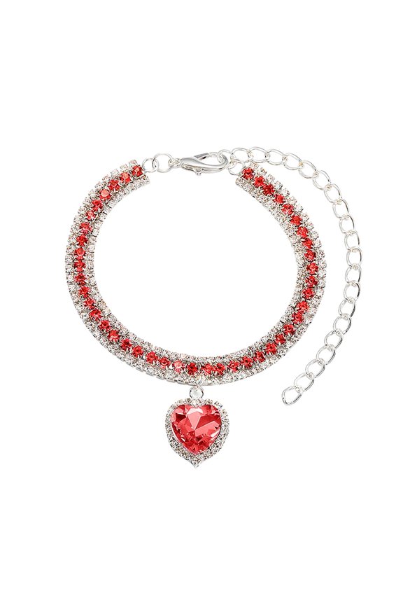 Pet Accessories for Cat and Dog Necklace Metallic Chewing Chains for Small and Medium Dogs Pet Jewelry and Accessory, 15-22 cm, Red