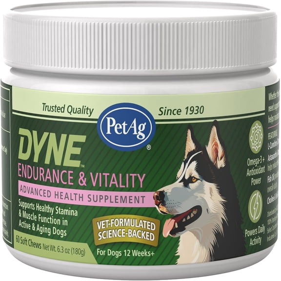 PetAg Dyne Soft Chews, Endurance & Vitality - 60 Chicken Liver Flavor Chews