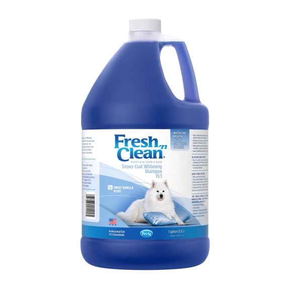 Pet-Ag Fresh ’n Clean Snowy Coat Whitening Shampoo for Dogs, Vanilla Fresh Scent (15:1) - 1 Gallon