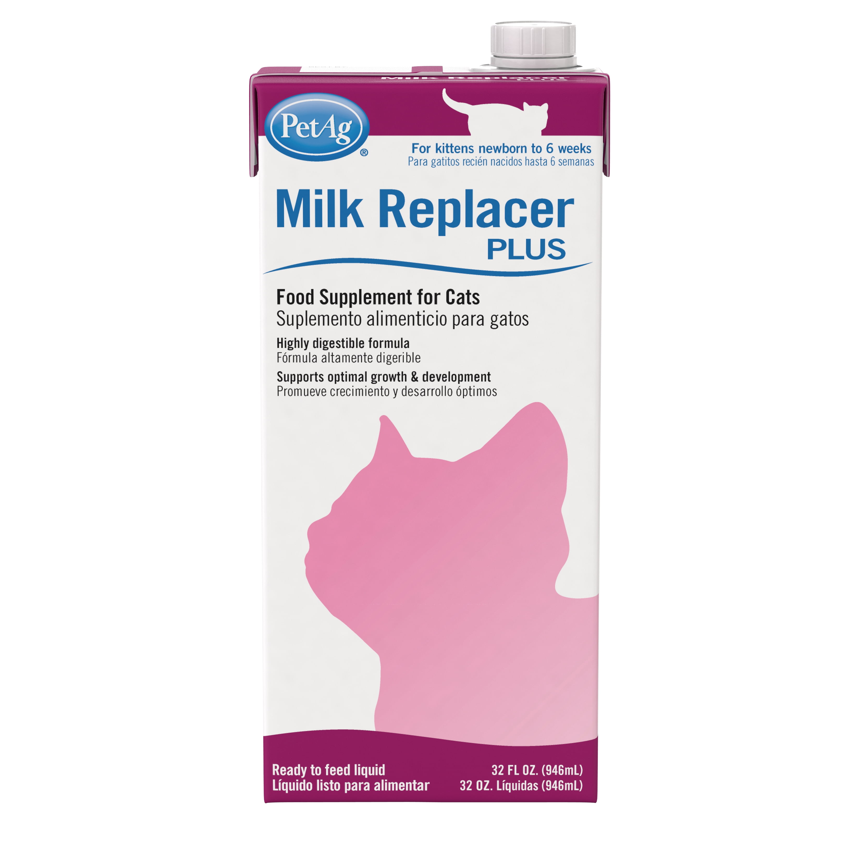 PetAg Milk Replacer Plus Liquid for Kittens, 32 oz.