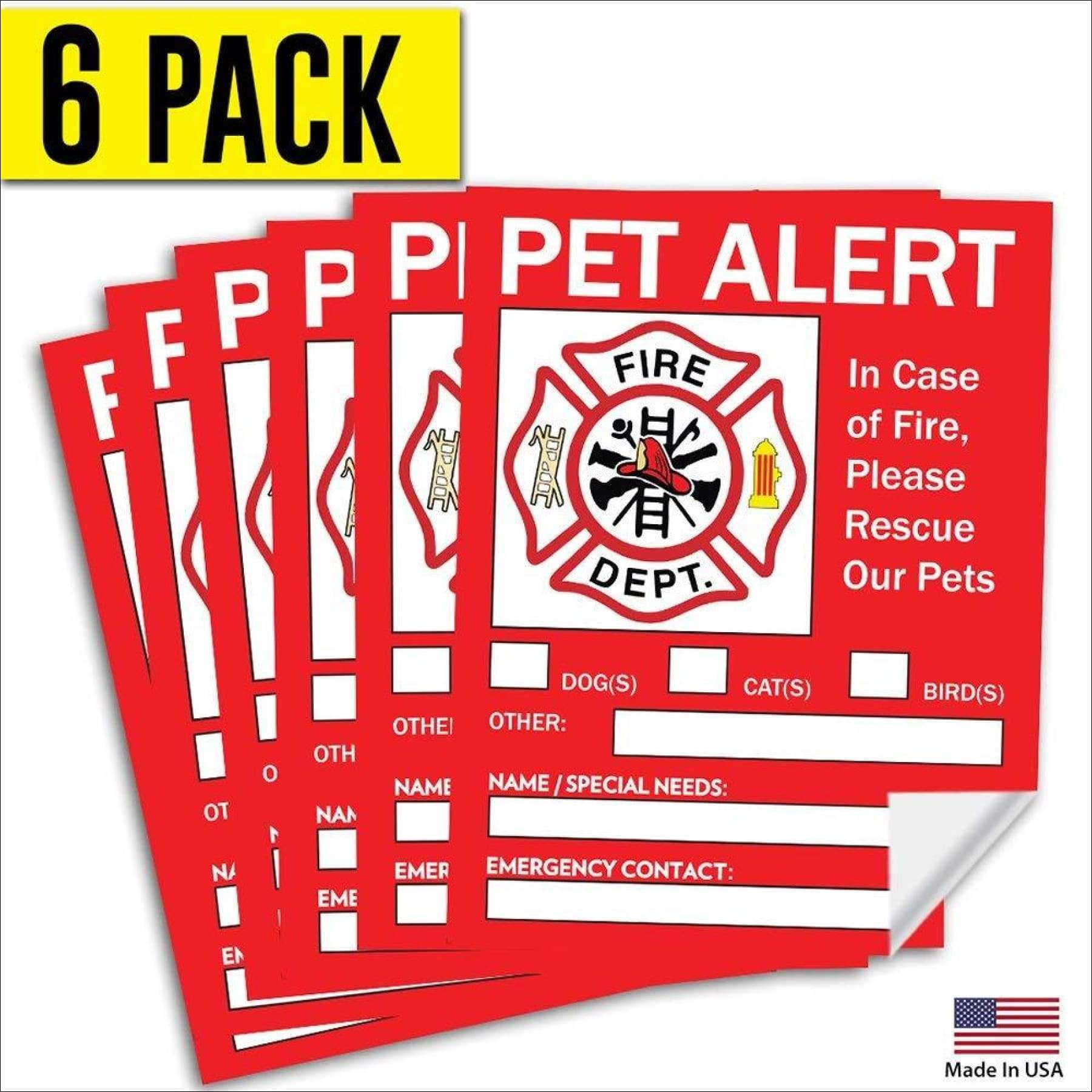  6 x Pet Alert Stickers for House (4x5 inch) - Self-Adhesive  Rescue our Pets window sticker - UV resistant, waterproof, Anti Scratch Pet  Inside Fire Sticker - Rescue our pets decal 