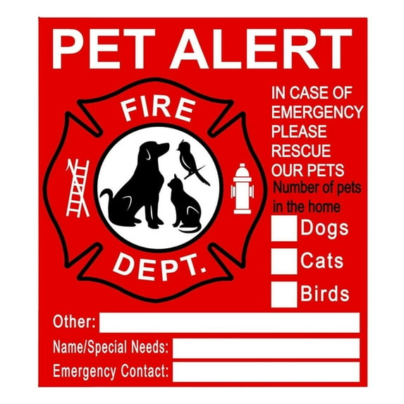 Pet Alert Stickers, Pet Rescue Sticker Fire Safety, Pet Window Cling, Safety Pet Fire Rescue Sticker For House, Emergency Pet Rescue Window Decal With Pet Information & Emergency