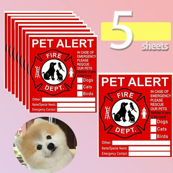 Pet Alert Stickers for House,Pet Rescue Sticker Fire Safety,Save Our Pets,Emergency Pet Window Decal*10