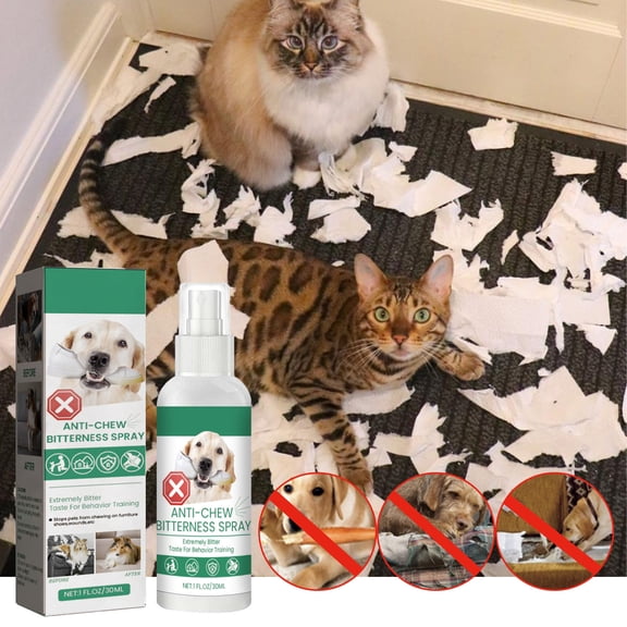 Pet Anti-Chew Bitter Spray 30Ml, Pet Training Spray For Dogs & Cats, Effective To Discourage Chewing, Safe Pet Care Solution For Furniture And Belongings