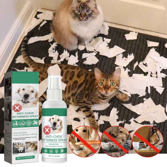 Pet Anti-Chew Bitter Spray 30Ml, Pet Training Spray For Dogs & Cats, Effective To Discourage Chewing, Safe Pet Care Solution For Furniture And Belongings