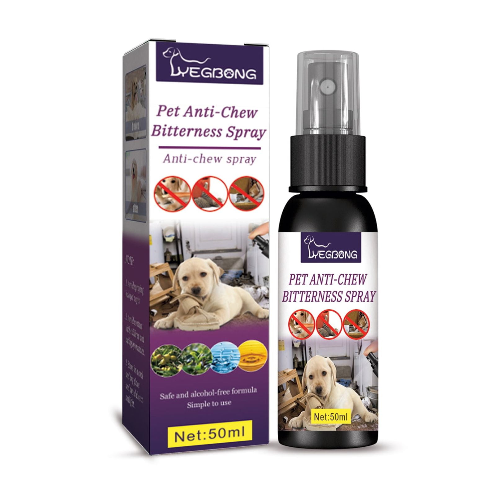 Pet AntiChew Bitter Spray for dogs. Effective indoor repellent to prevent chewing and