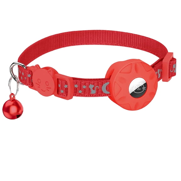 Pet Anti-Loss Tracker Holder Collar with Reflective Strips and Bell for Cats, Safety Neck Ring with Tracker Pouch, Reflective Collar for Night Visibility, Includes Jingle Bell