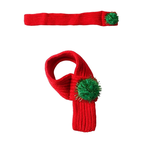 Pet Apparel & Accessories, Christmas Pet Wear, Knit Pet Neckwear, Festive Pet Apparel, Adjustable Soft Knit Red Green Christmas Pet Scarf with Santa Plush Decoration for Dogs and