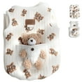 thumbnail image 1 of Pet Apparel Plush Bear Pattern Cartoon Dog Clothes All Season Sleeveless Puppy Kitten Pullover Soft Skin-Friendly (White2, L (7.7-11lbs)), 1 of 8