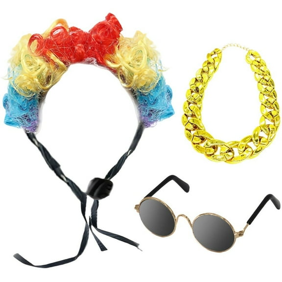 Pet Apparel Set with Wig & Accessories - Halloween Dress Up for Small Medium Dogs
