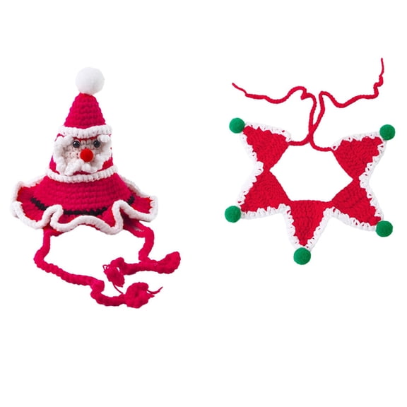 Pet Apparel for Cats Knitted Holiday Necklace Scarf Cozy Accessory for Indoor Outdoor Use