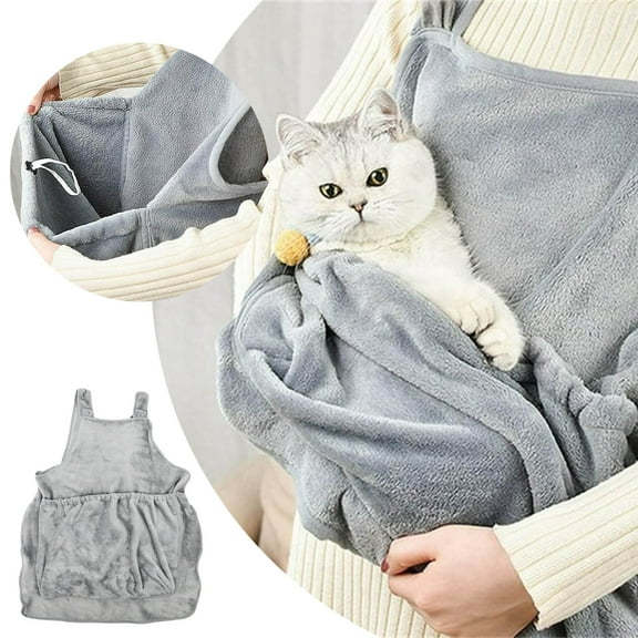 Pet Apron with Sleeping Bag, Cat-Friendly, Hair-Free Petting, Cat Cuddle Clothes, for Autumn And Winter Petting, Soft And Breathable Cotton Pet Apron, Suitable for Indoor Use.