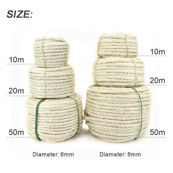 Pet Artist 10M/20M50M Pet Cat Scratching Sisal Rope Pillars DIY Kitten Scratch Post Claw Care Toy