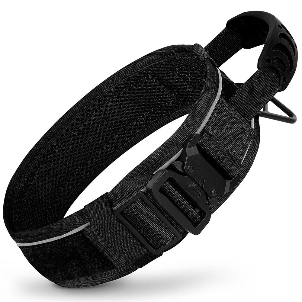 Pet Artist 2.6 Inch Wide Tactical Dog Collar with Handle Military Breathable Mesh Padded Adjustable Heavy Duty Metal Buckle