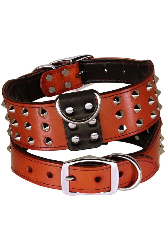2 Inch Wide Cool Spiked Studded Leather Dog Collar Heavy Duty For Medium Large Dogs Pitbull German Shepherd