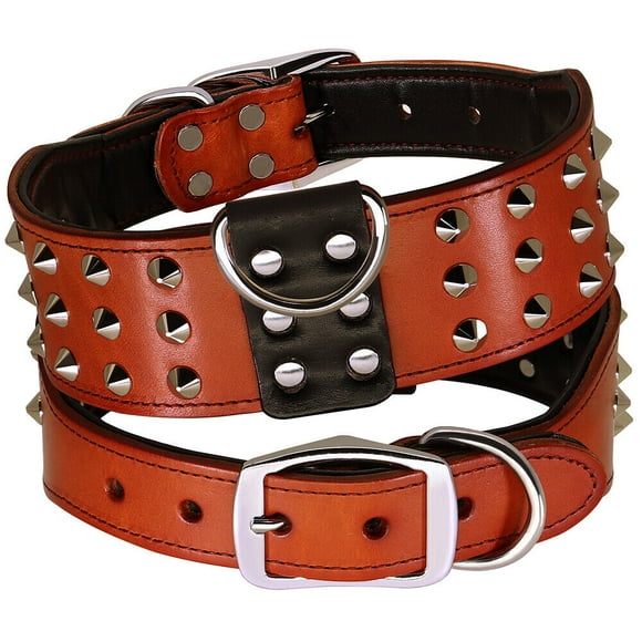 Pet Artist 2 Inch Wide Cool Spiked Studded Leather Dog Collar Heavy Duty For Medium Large Dogs Pitbull German Shepherd